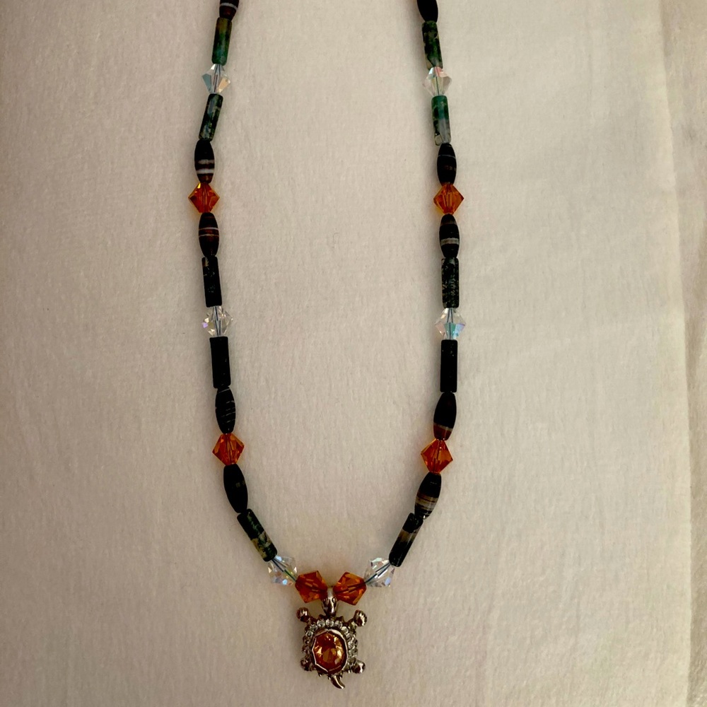 Handmade gemstone necklace.